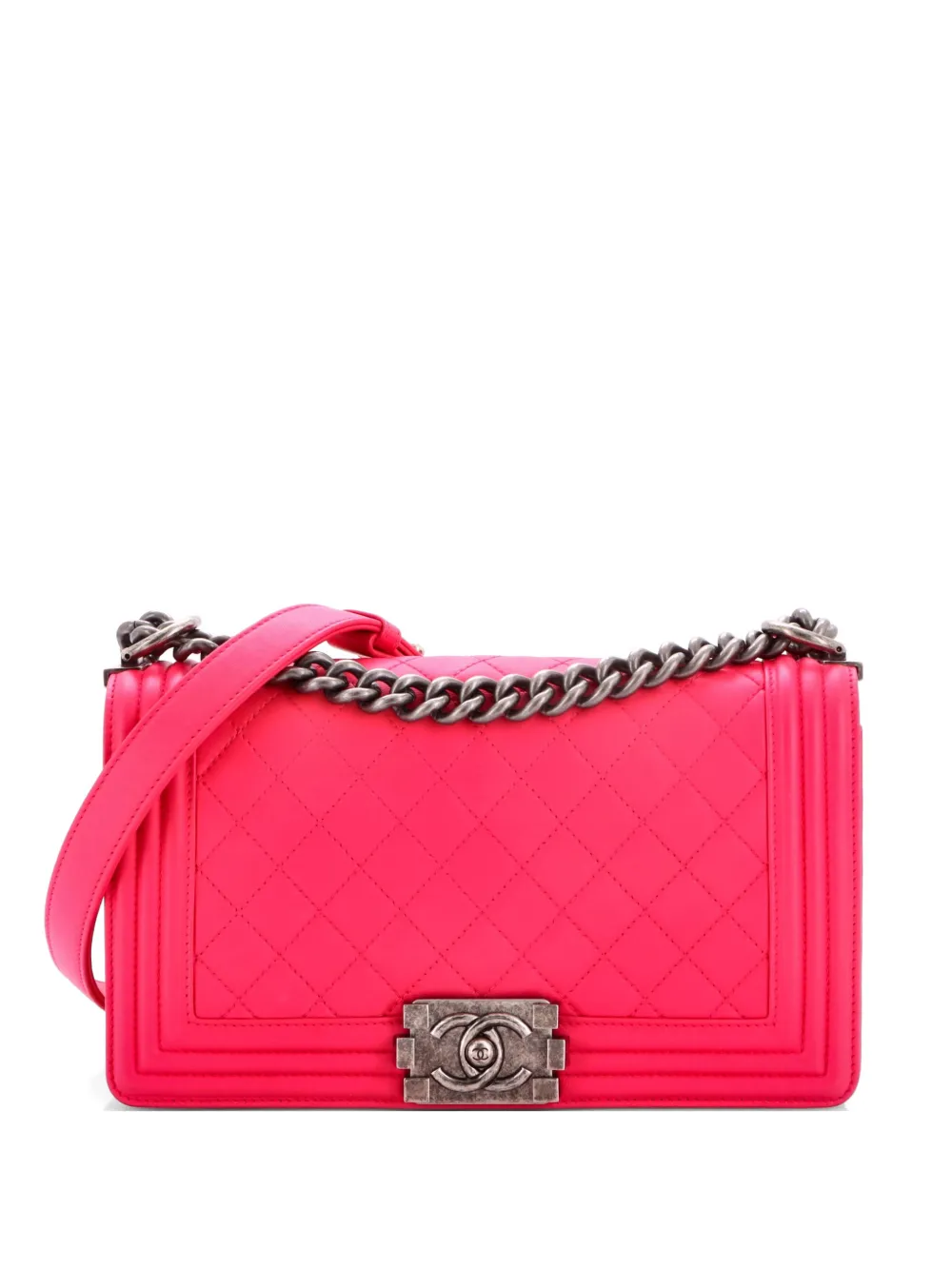 CHANEL Pre-Owned Boy Flap Bag Quilted Lambskin Old Medium shoulder bag - Pink
