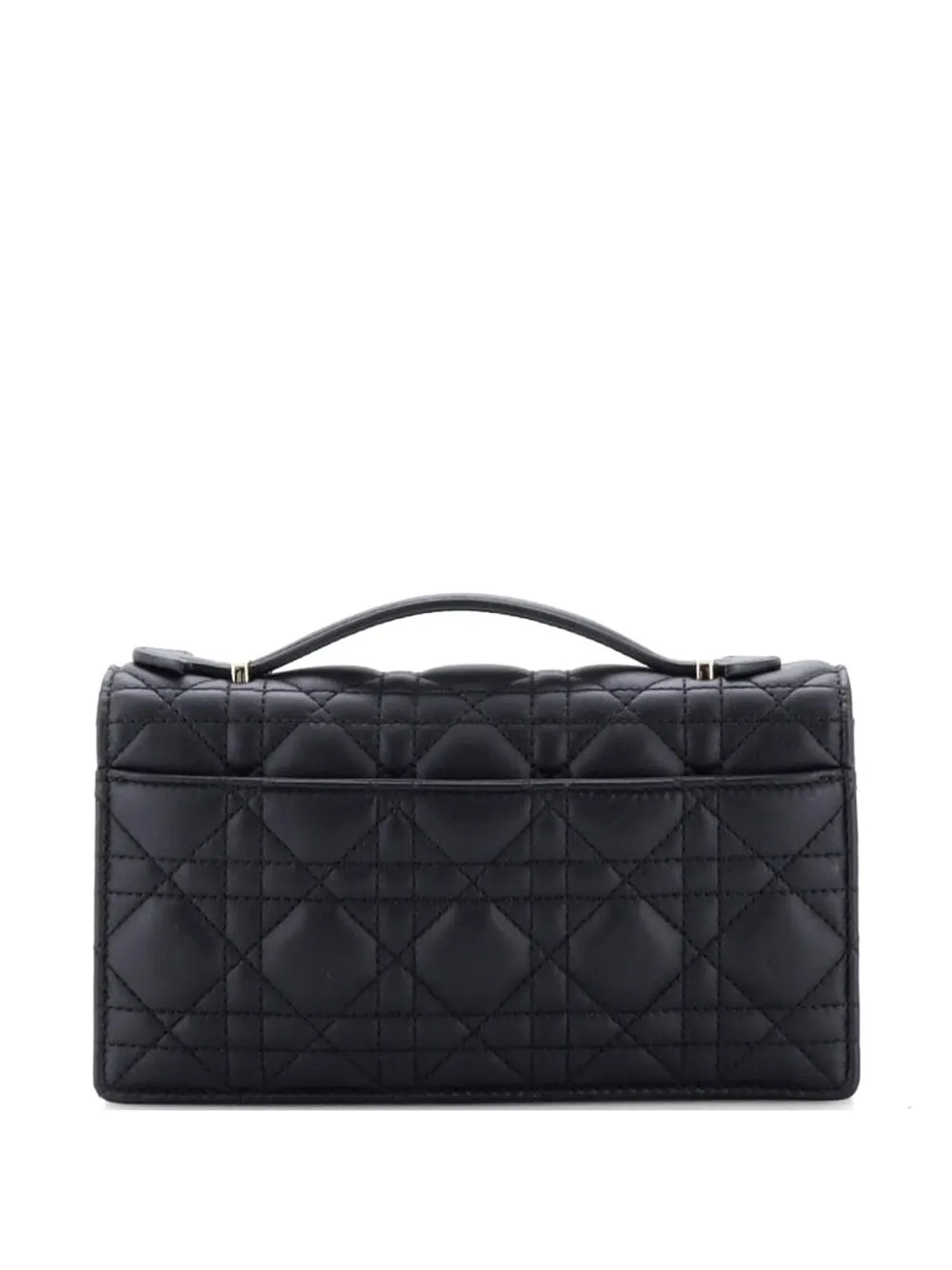  Christian Dior Pre-owned My Dior Top Handle Flap Bag Cannage Quilt Lambskin Mini Crossbody Bag - Noir 