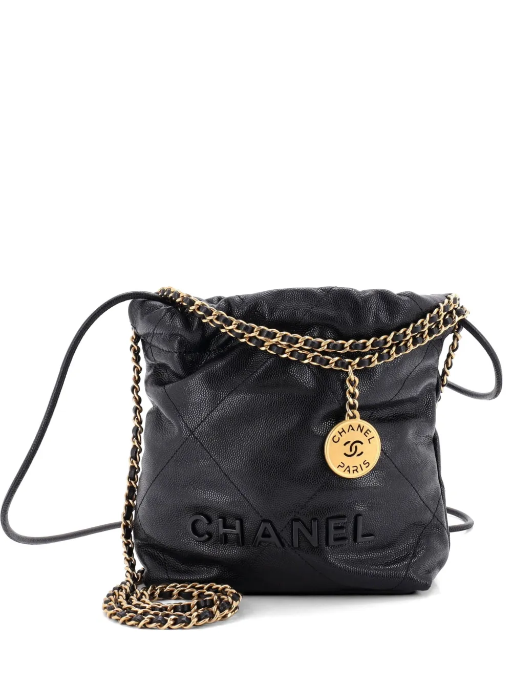 CHANEL Pre-Owned 22 Chain Quilted Caviar Mini hobo bag - Nero