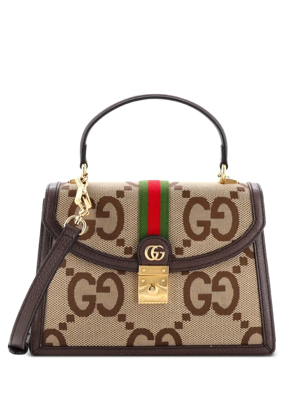Gucci Pre-Owned Borsa a tracolla Ophidia piccola in tessuto Jumbo GG - Marrone