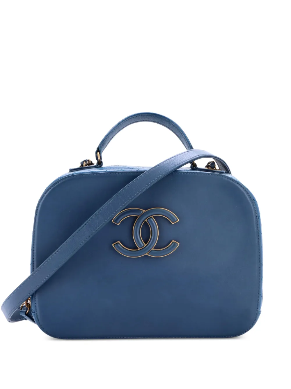 CHANEL Pre-Owned Coco Curve Vanity Case Calfskin and Quilted Goatskin Medium satchel - Blue