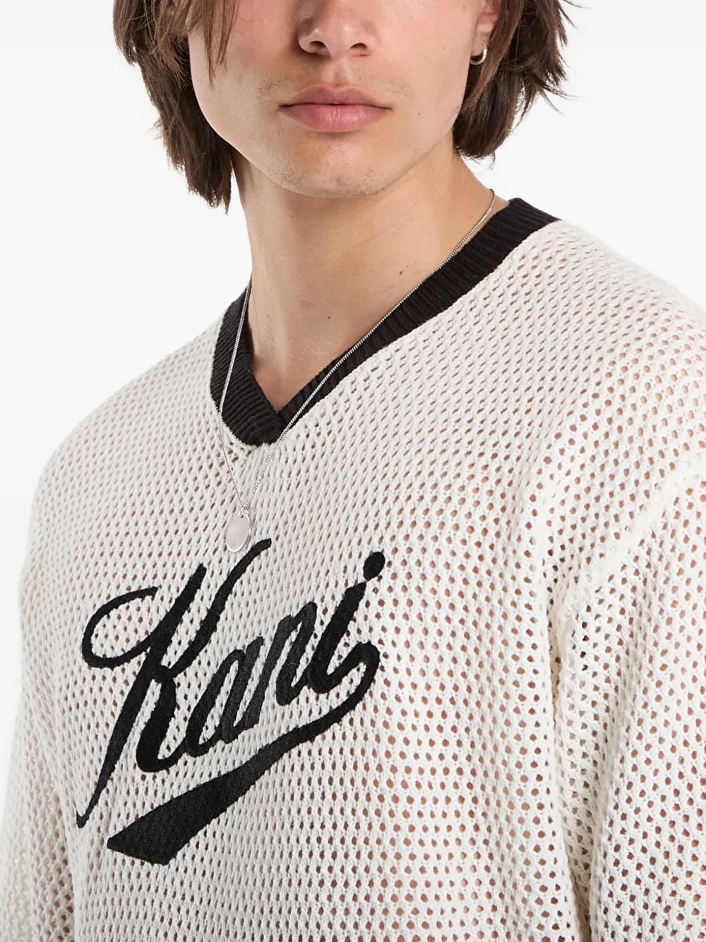 karl kani Mesh T-shirt met logoprint Wit