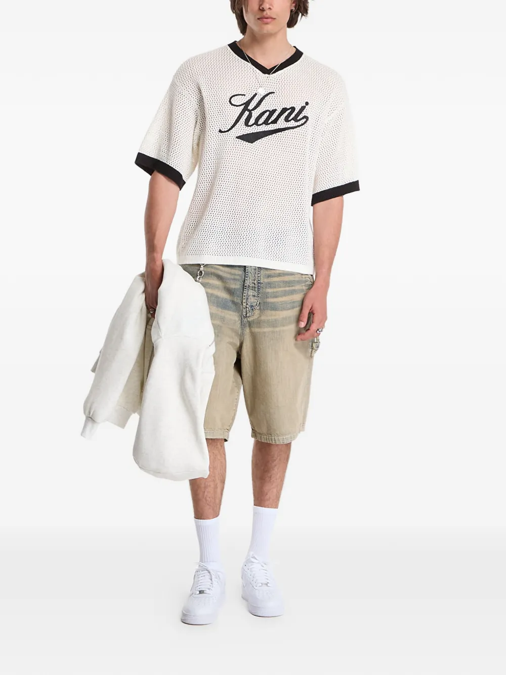 karl kani Mesh T-shirt met logoprint Wit