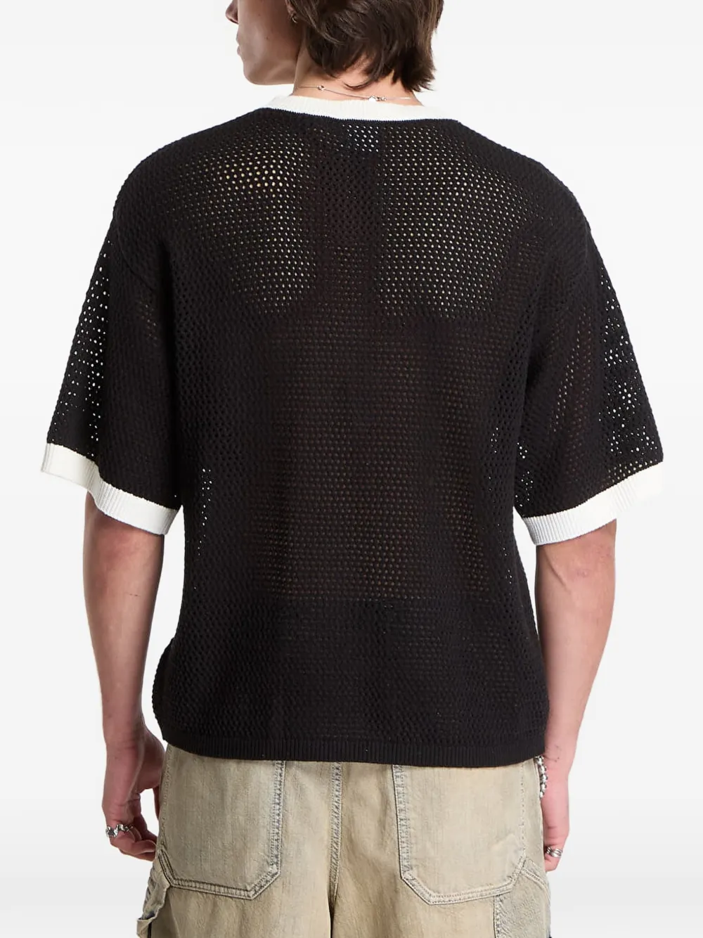 karl kani T-shirt met geborduurd logo Zwart