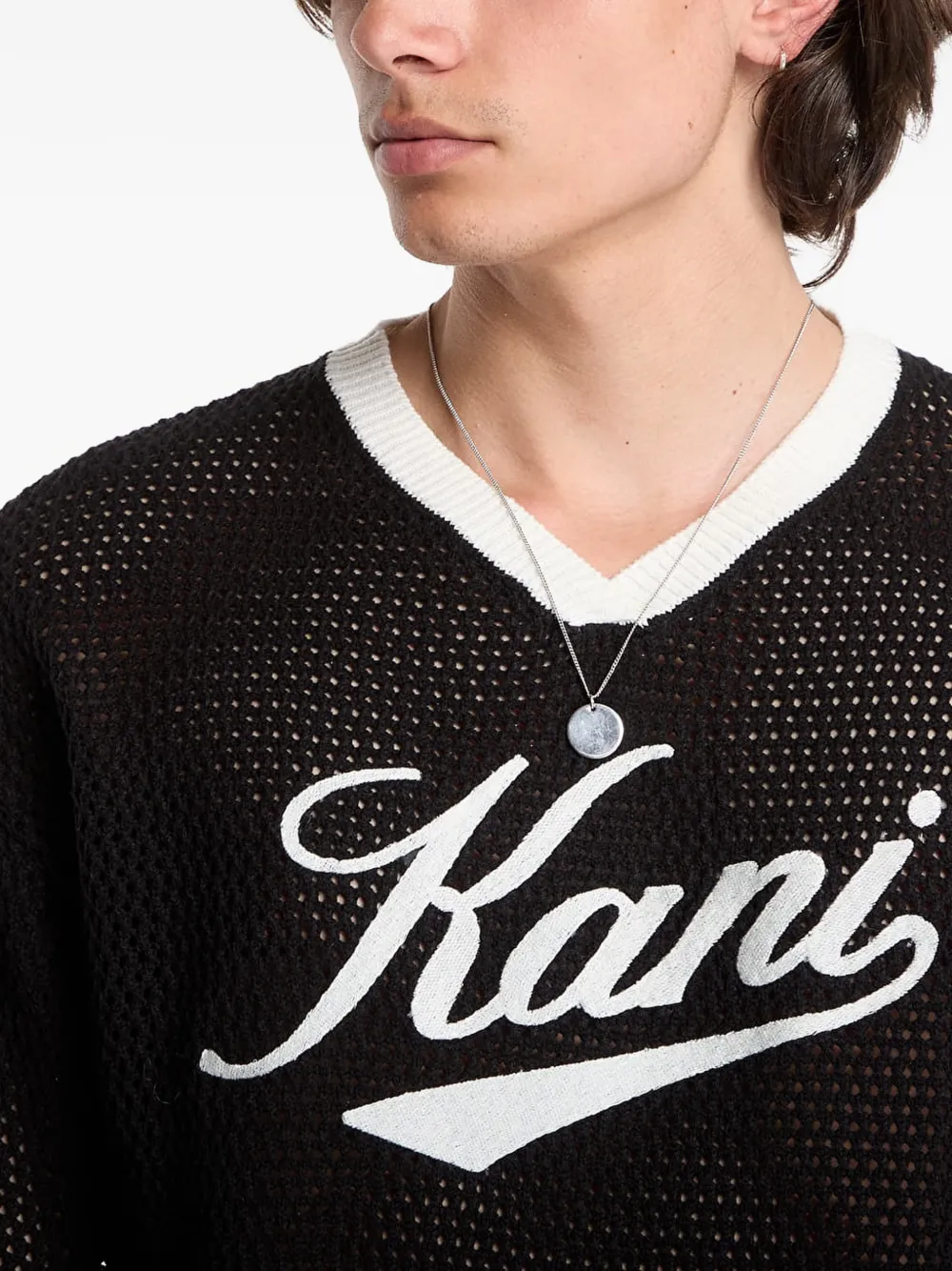 karl kani T-shirt met geborduurd logo Zwart