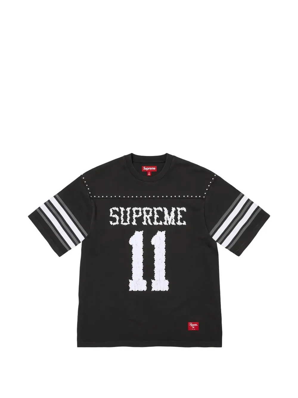 Supreme studded rhinestone-appliqué Football T-shirt - Nero