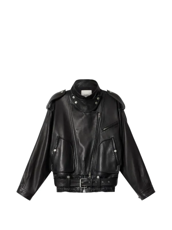 ISABEL MARANT Farza Lambskin Leather Jacket | Black | FARFETCH
