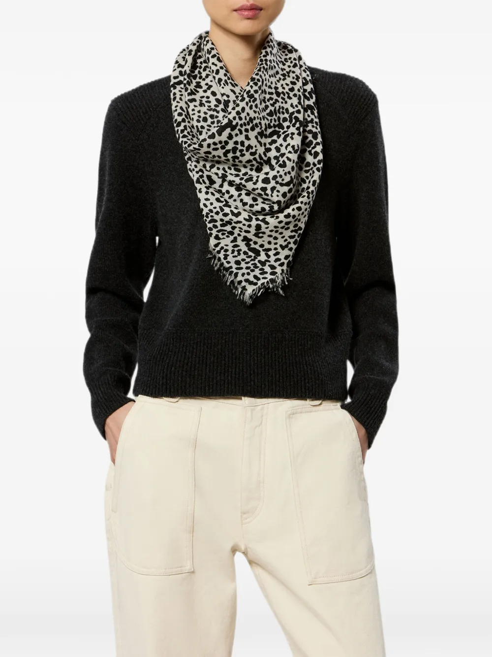 ISABEL MARANT Alecia sjaal van kasjmier en wol met print Beige