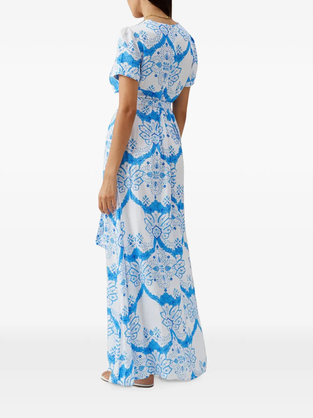 Melissa Odabash Lou maxi-jurk met bloemen-print en gestrikte taille Blauw