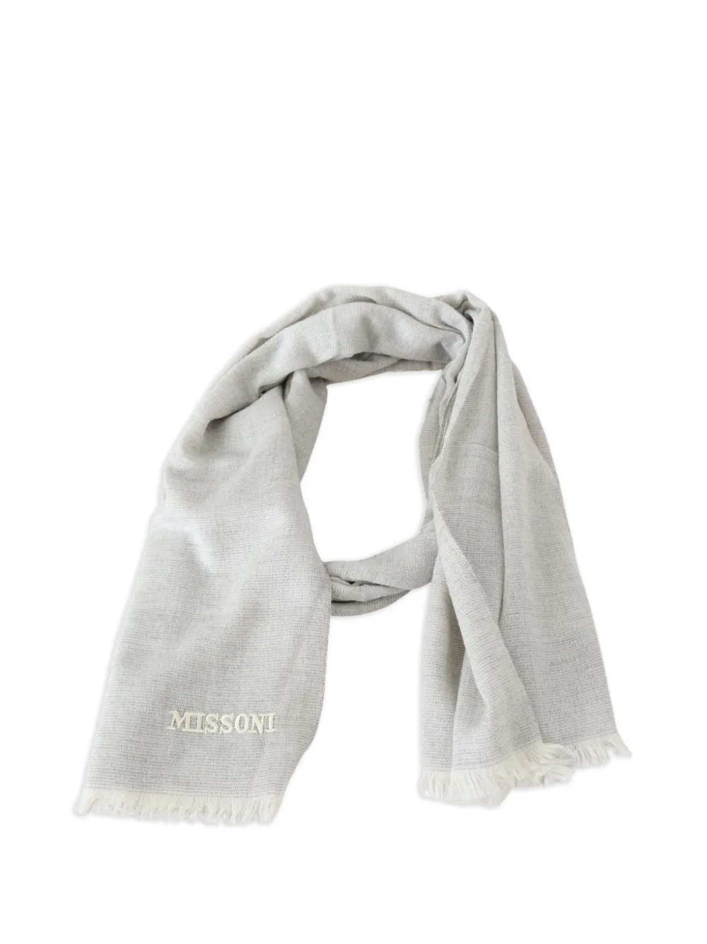 Missoni Sciarpa con logo ricamato e frange - Grigio