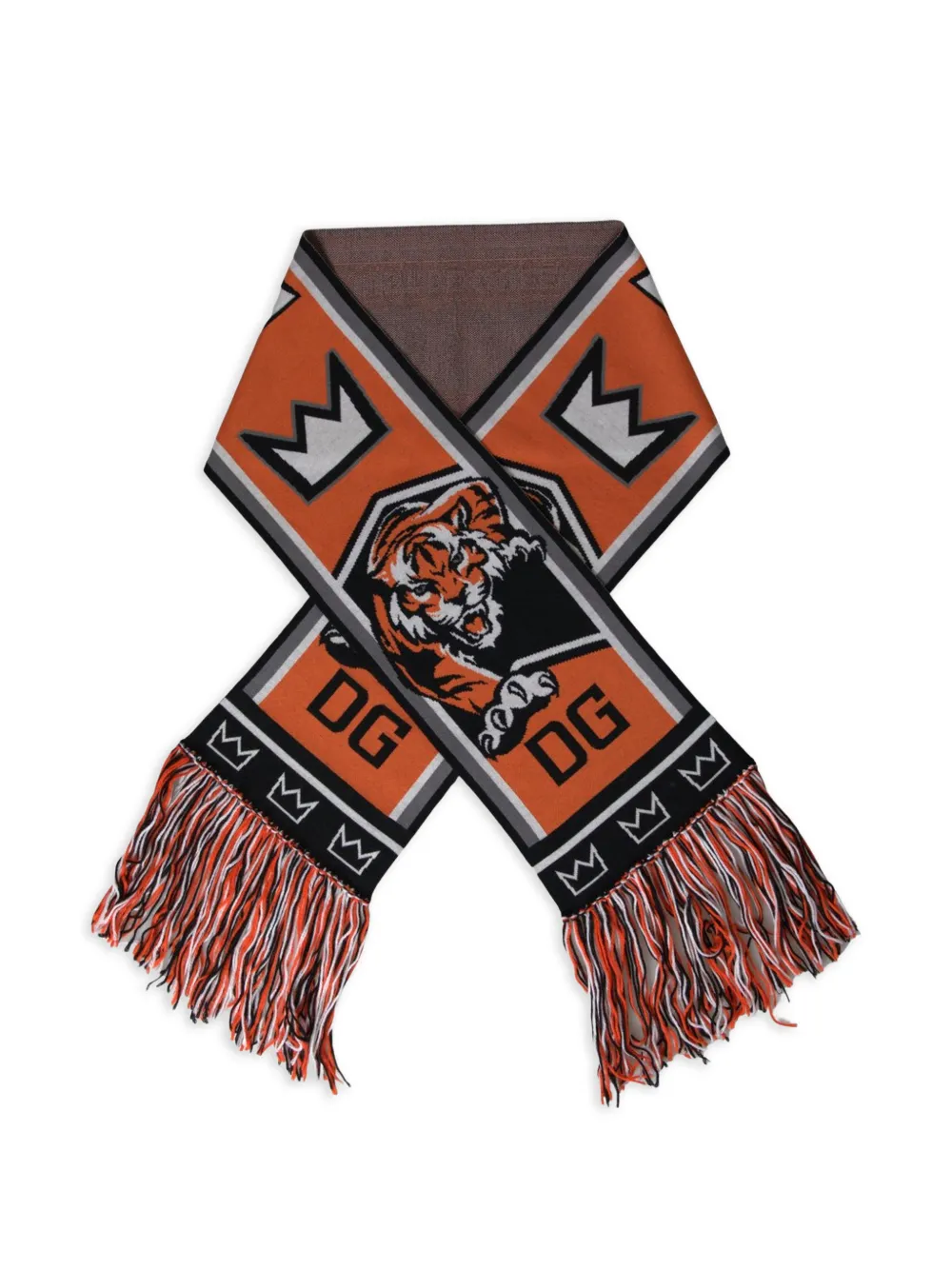 Dolce & Gabbana DG Royals sjaal met tijgerprint en franje Oranje