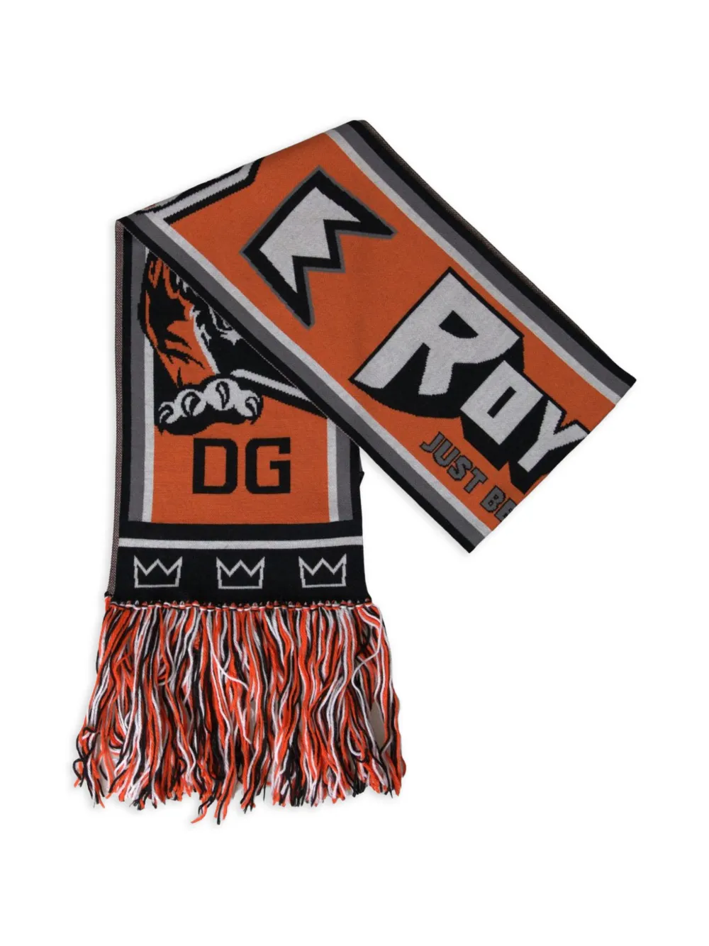 Dolce & Gabbana Sciarpa DG Royals con frange - Arancione
