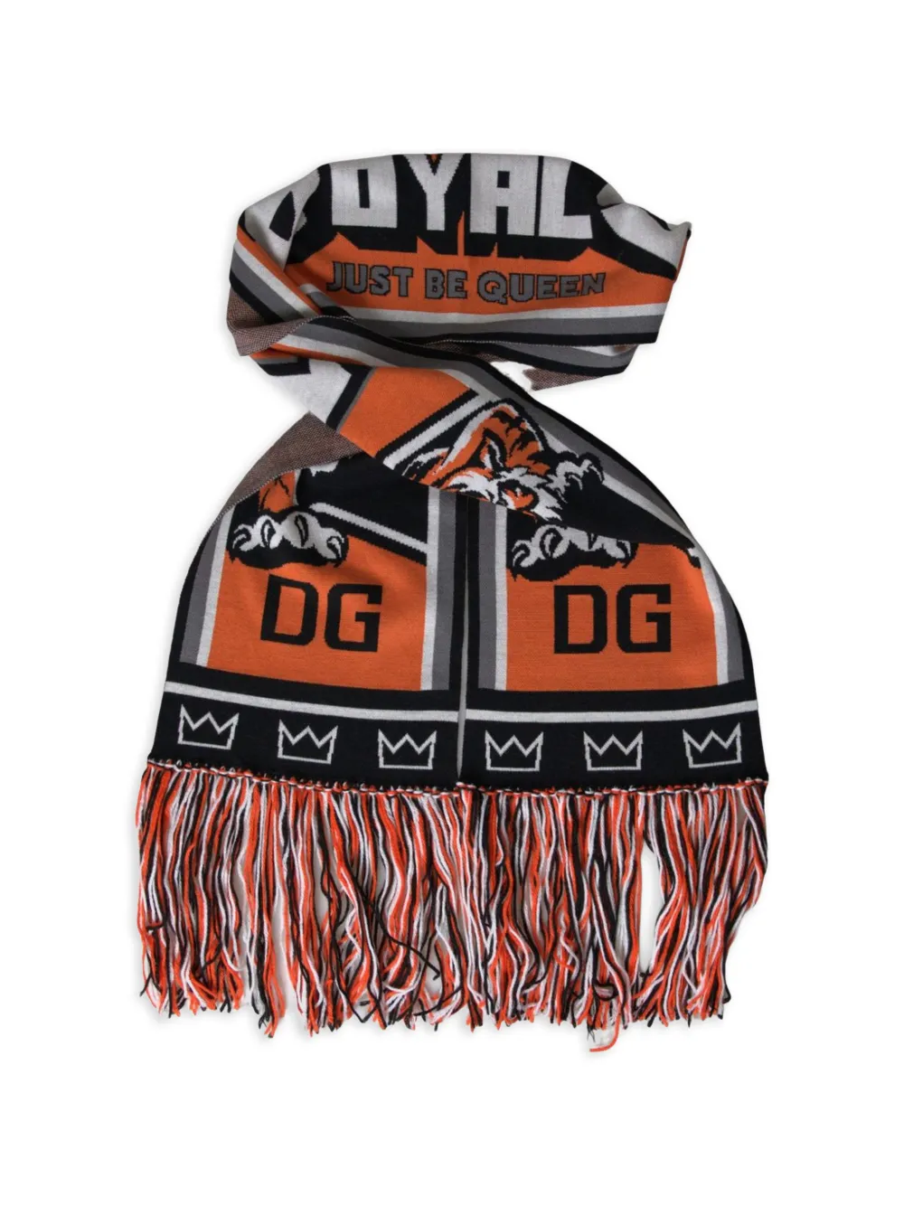 Dolce & Gabbana DG Royals sjaal met tijgerprint en franje Oranje
