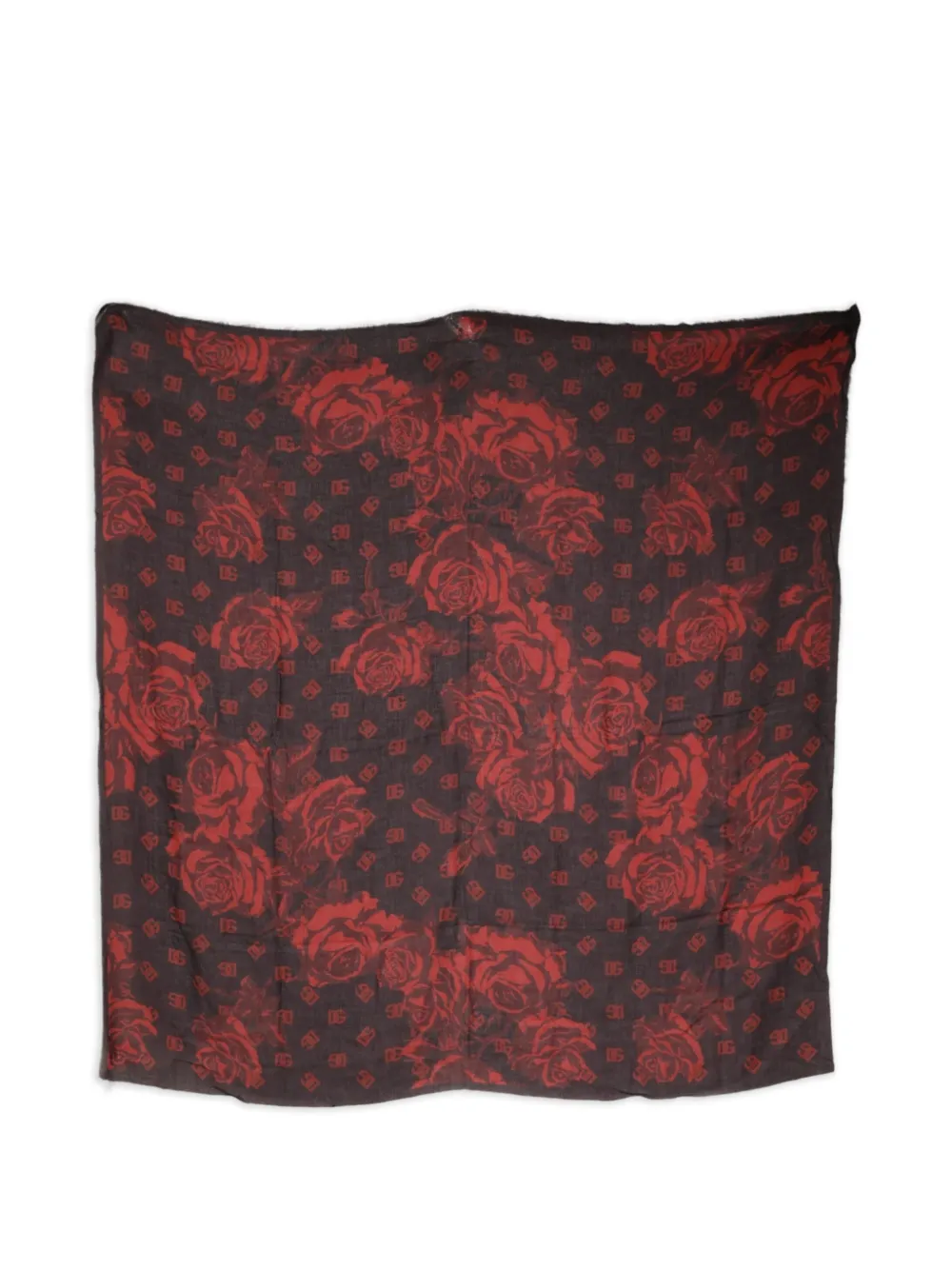 Dolce & Gabbana Sjaal met roosprint Zwart
