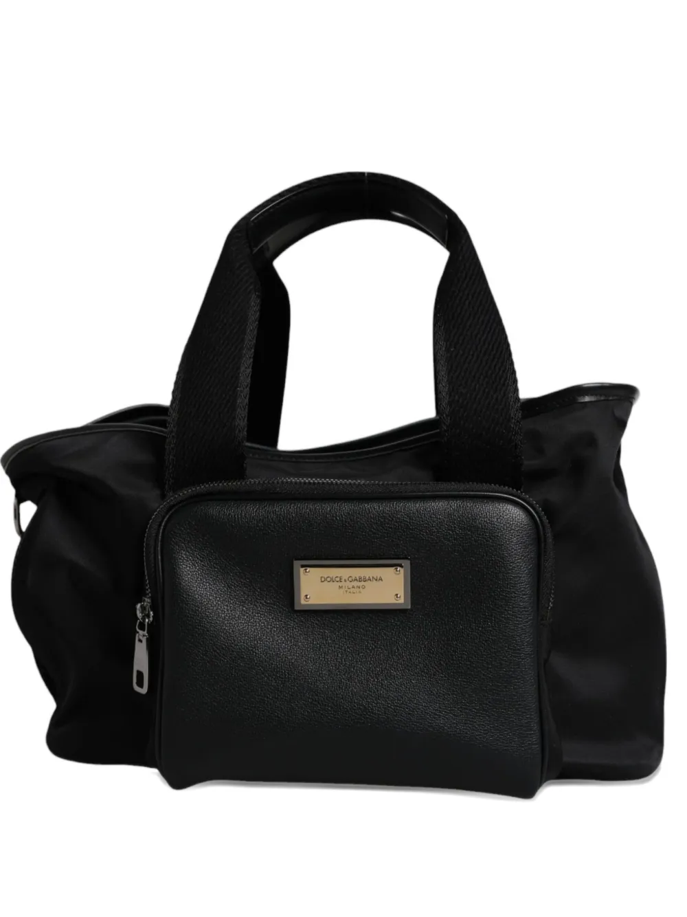 Dolce & Gabbana Borsa a spalla con placca logo - Nero