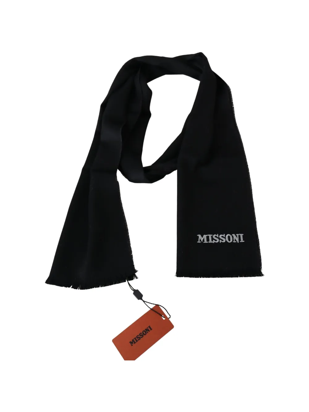 Missoni logo-embroidered fringed scarf