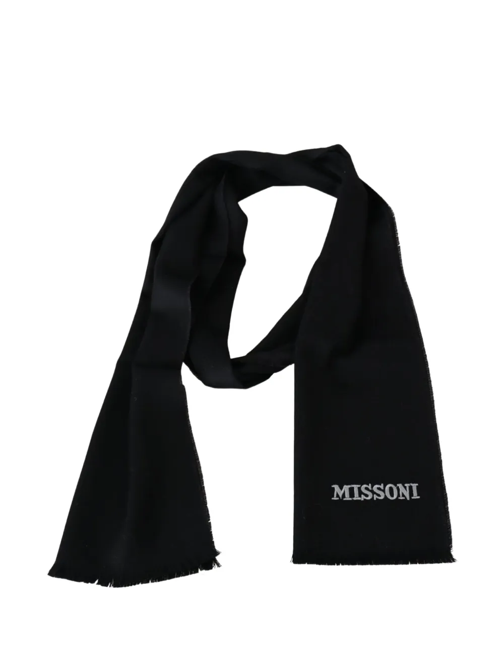 Missoni Sciarpa con logo ricamato e frange - Nero