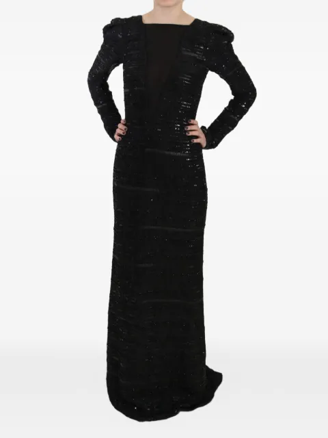 John Richmond vestido largo con cuello barco y lentejuelas