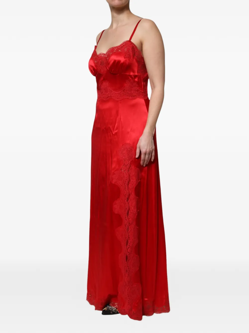 Dolce & Gabbana Maxi-jurk met kant Rood