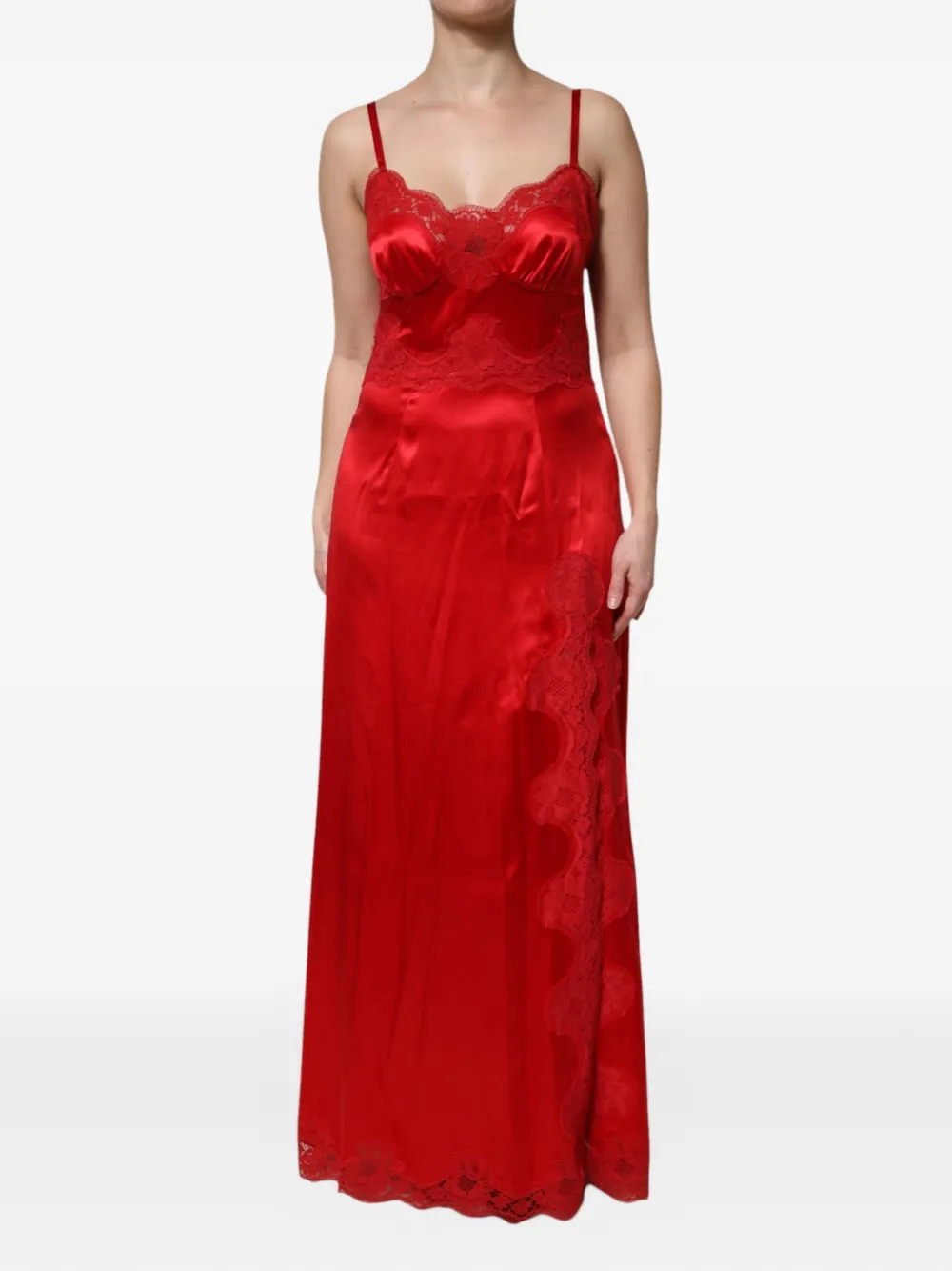 Dolce & Gabbana Abito lungo in pizzo - Rosso