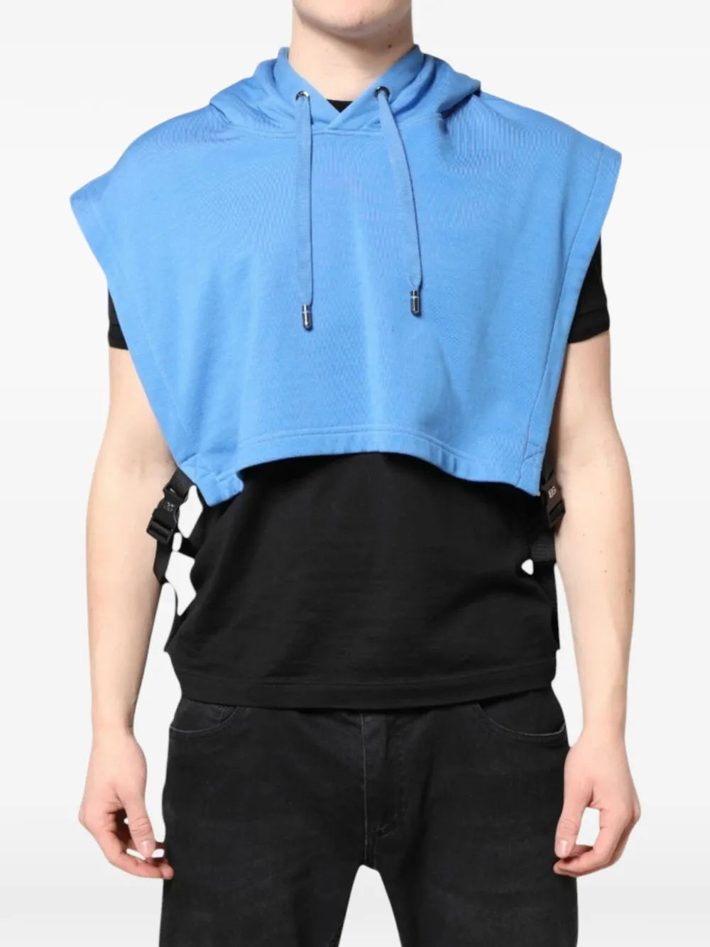 Dolce & Gabbana Cropped-Hoodie mit Logo-Patch - Blau