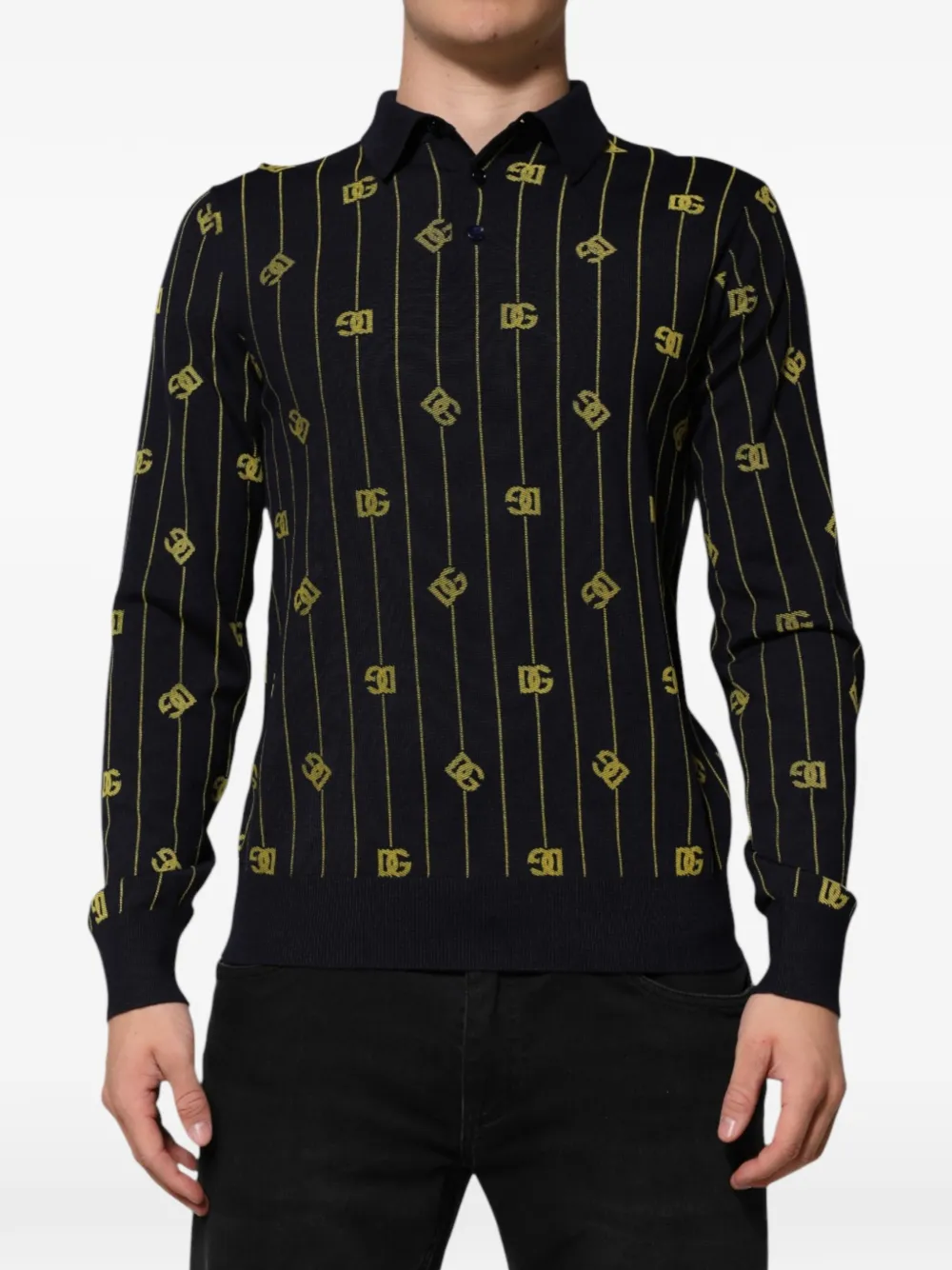 Dolce & Gabbana Maglione con colletto polo - Nero