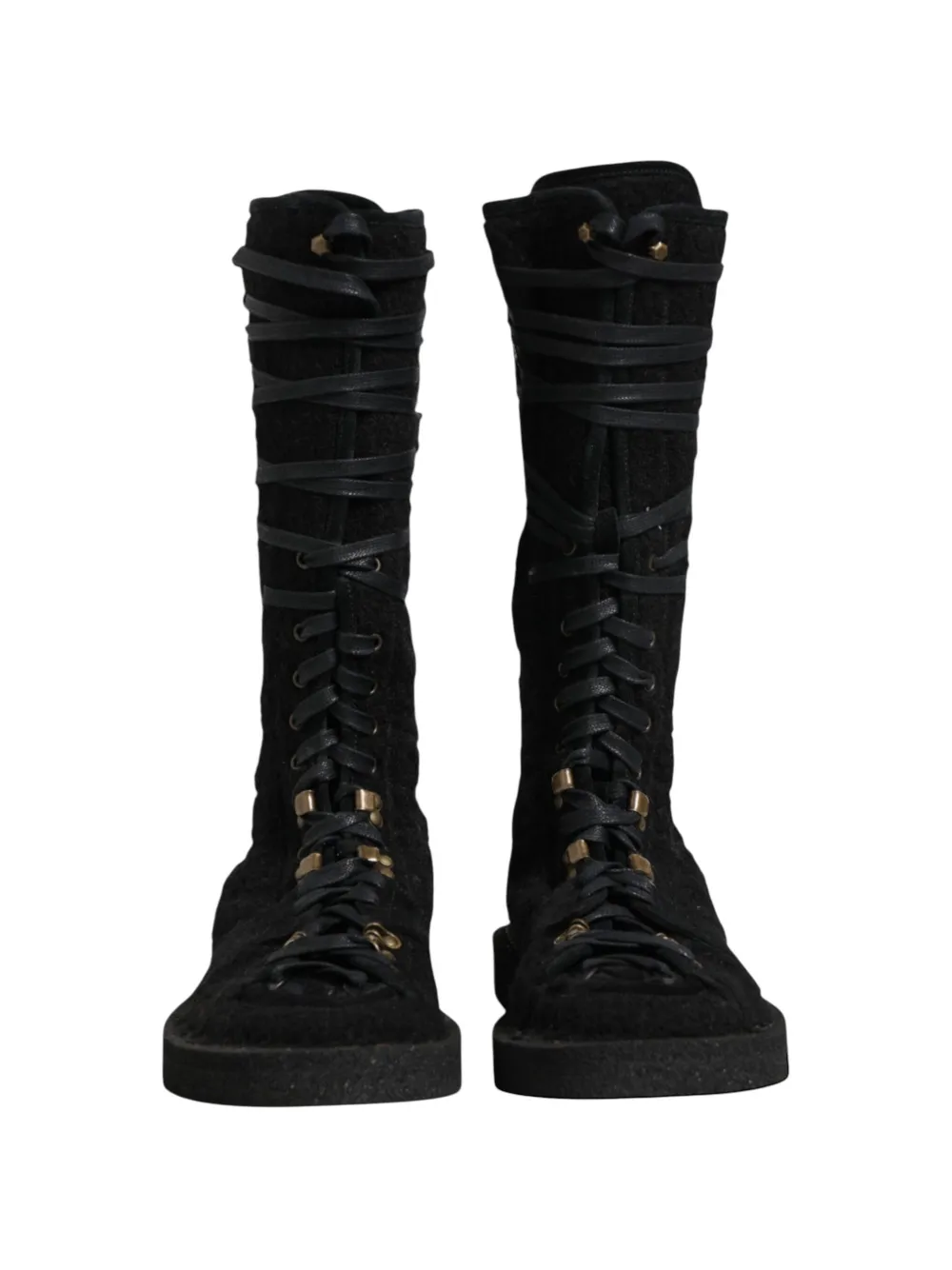 Dolce & Gabbana lace-up wool boots Zwart