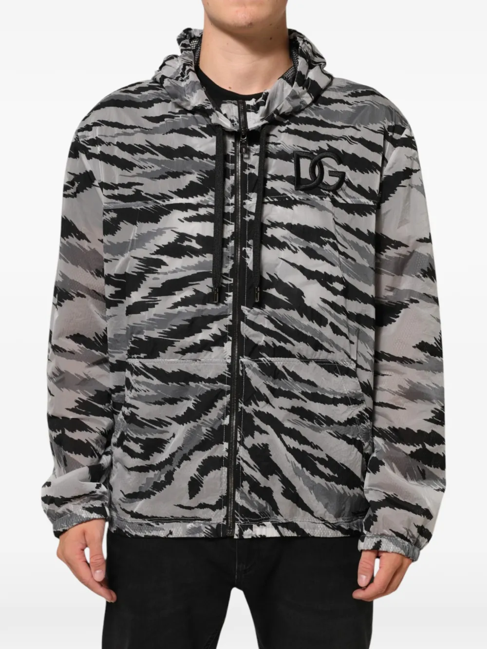 Dolce & Gabbana Kapuzenjacke mit Camouflage-Print - Grau