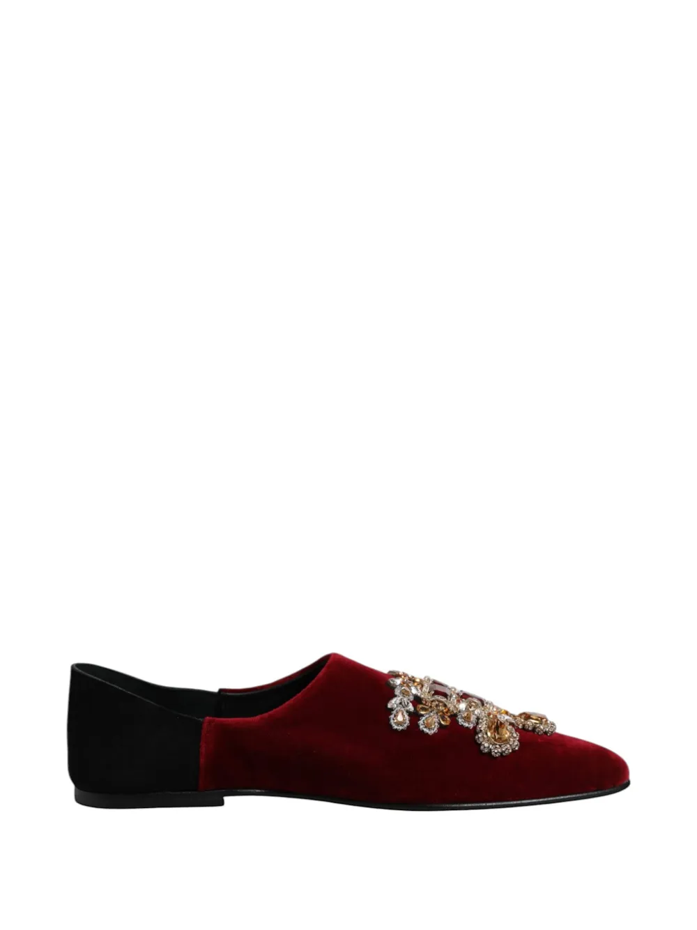 Dolce & Gabbana Mocassini in velluto con cristalli - Rosso