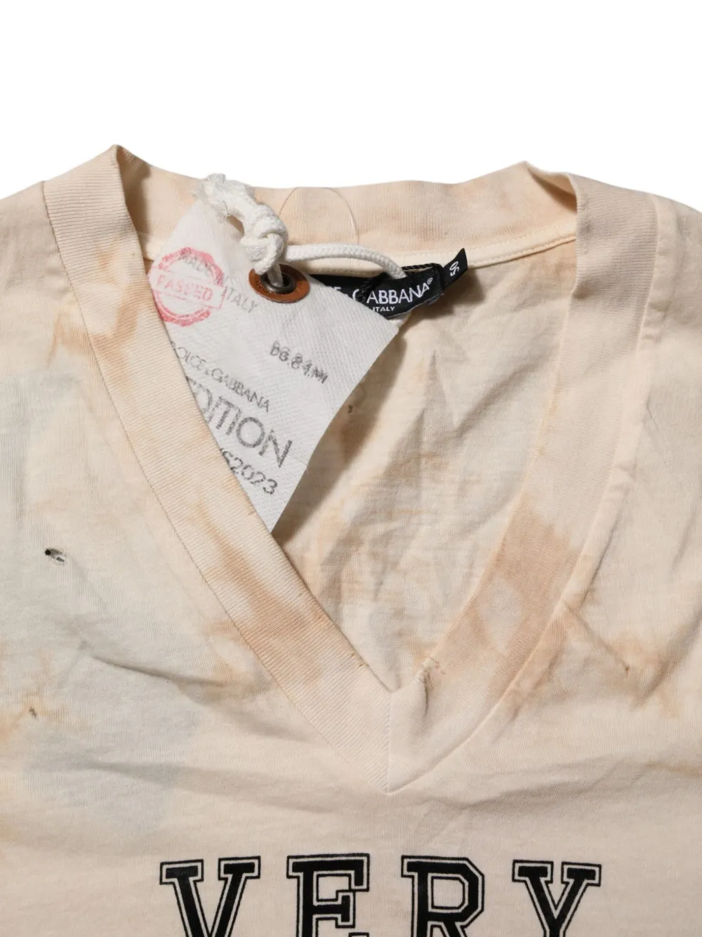 Dolce & Gabbana T-shirt met gerafelde afwerking Beige