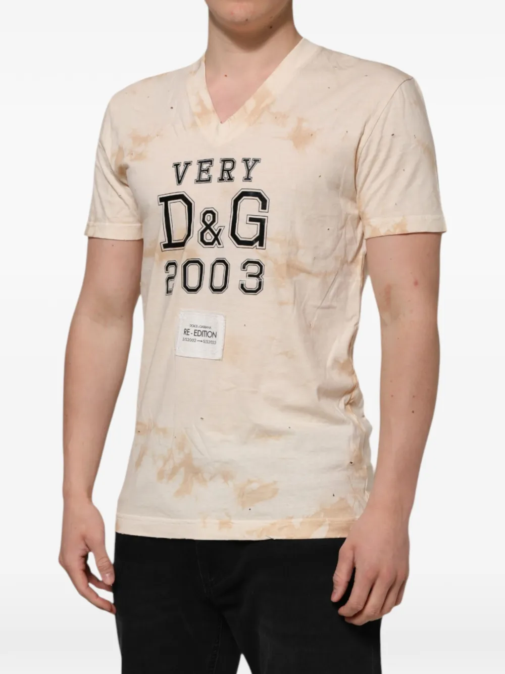 Dolce & Gabbana T-shirt met gerafelde afwerking Beige