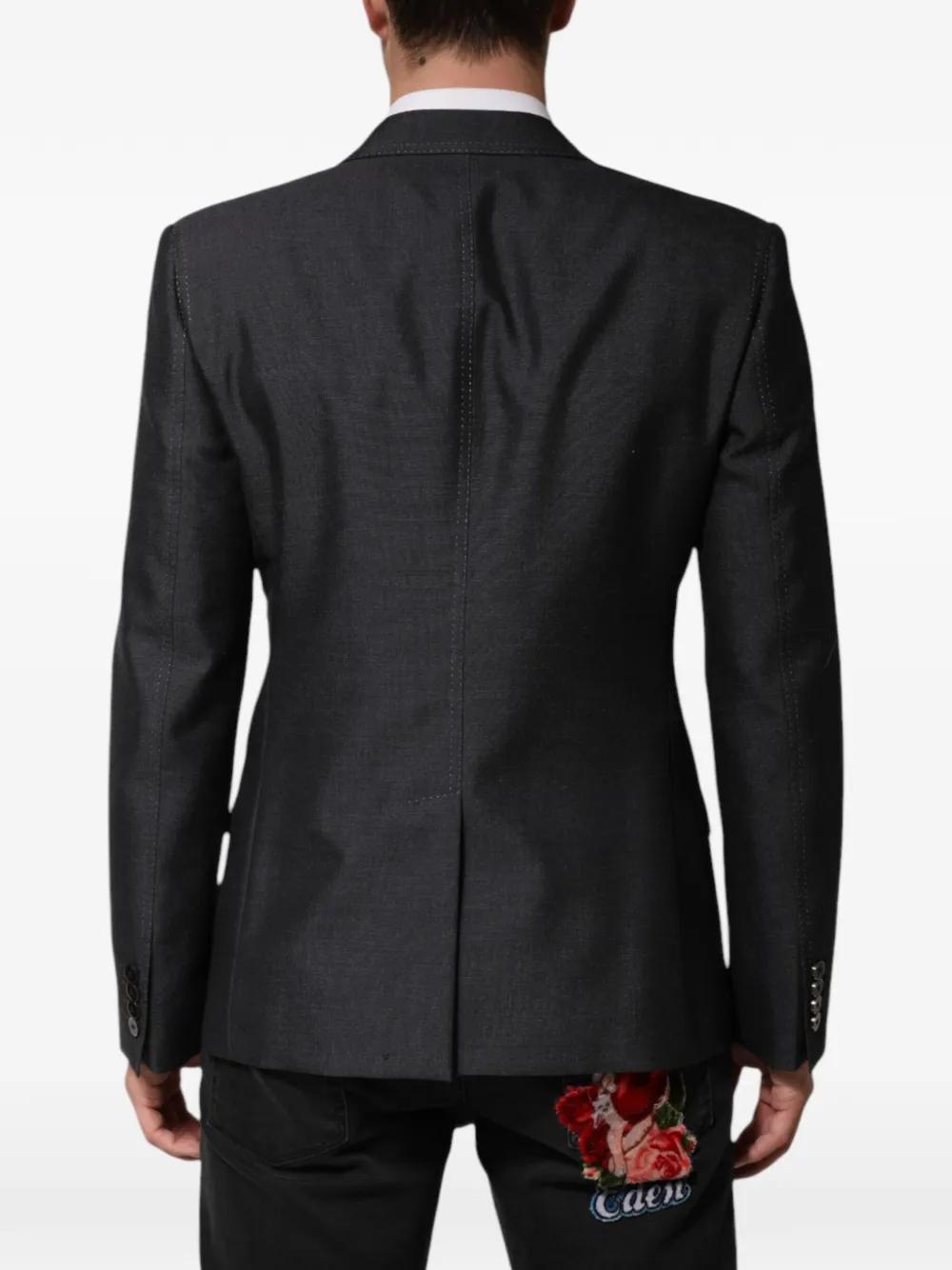 Dolce & Gabbana Blazer met bijenpatch en geborduurd logo Grijs