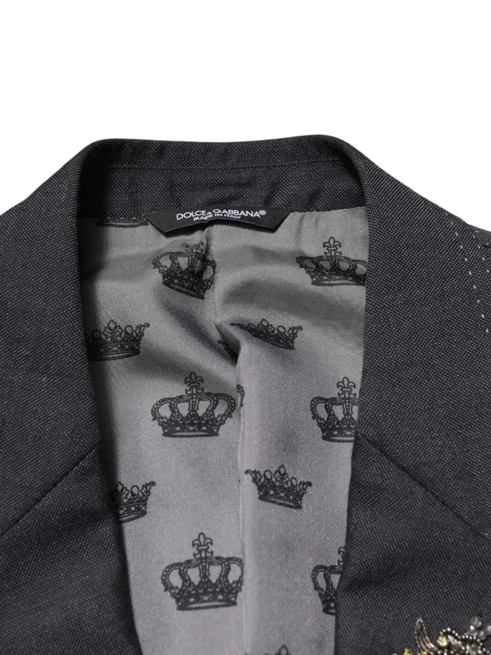 Dolce & Gabbana Blazer met bijenpatch en geborduurd logo Grijs