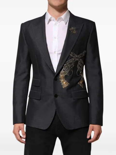 Dolce & Gabbana gun-embroidery bee-patch blazer