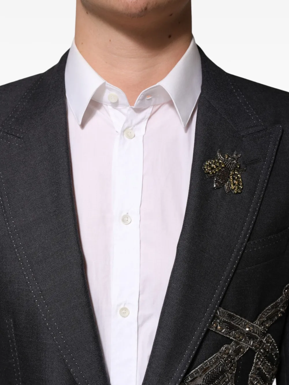 Dolce & Gabbana Blazer met bijenpatch en geborduurd logo Grijs