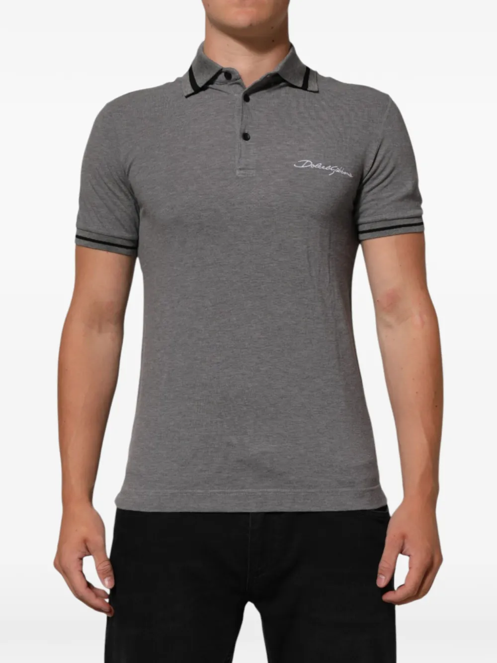 Dolce & Gabbana logo-embroidered collared polo shirt