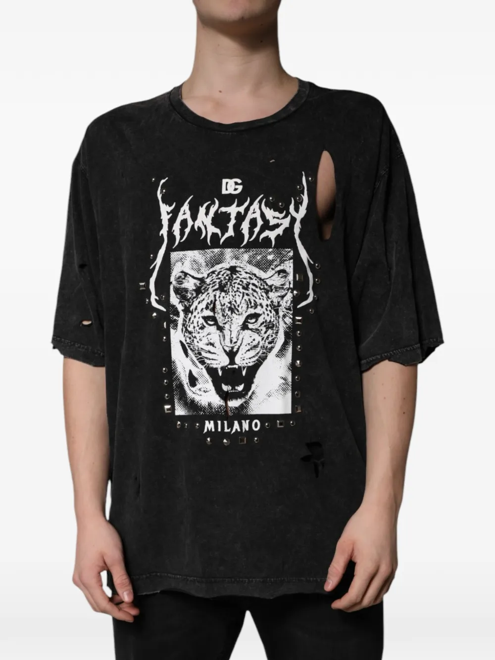 Dolce & Gabbana T-Shirt im Distressed-Look - Schwarz