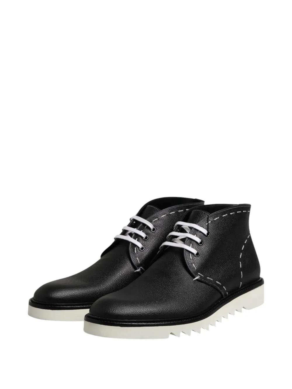 Dolce & Gabbana stitch-detail lug-sole ankle boots Zwart
