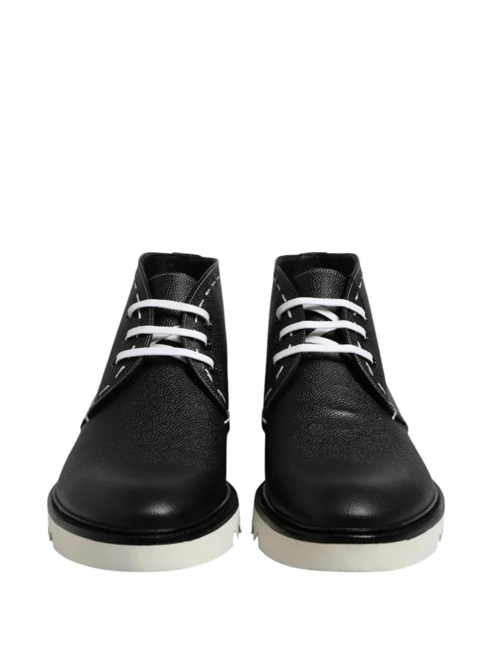 Dolce & Gabbana stitch-detail lug-sole ankle boots Zwart