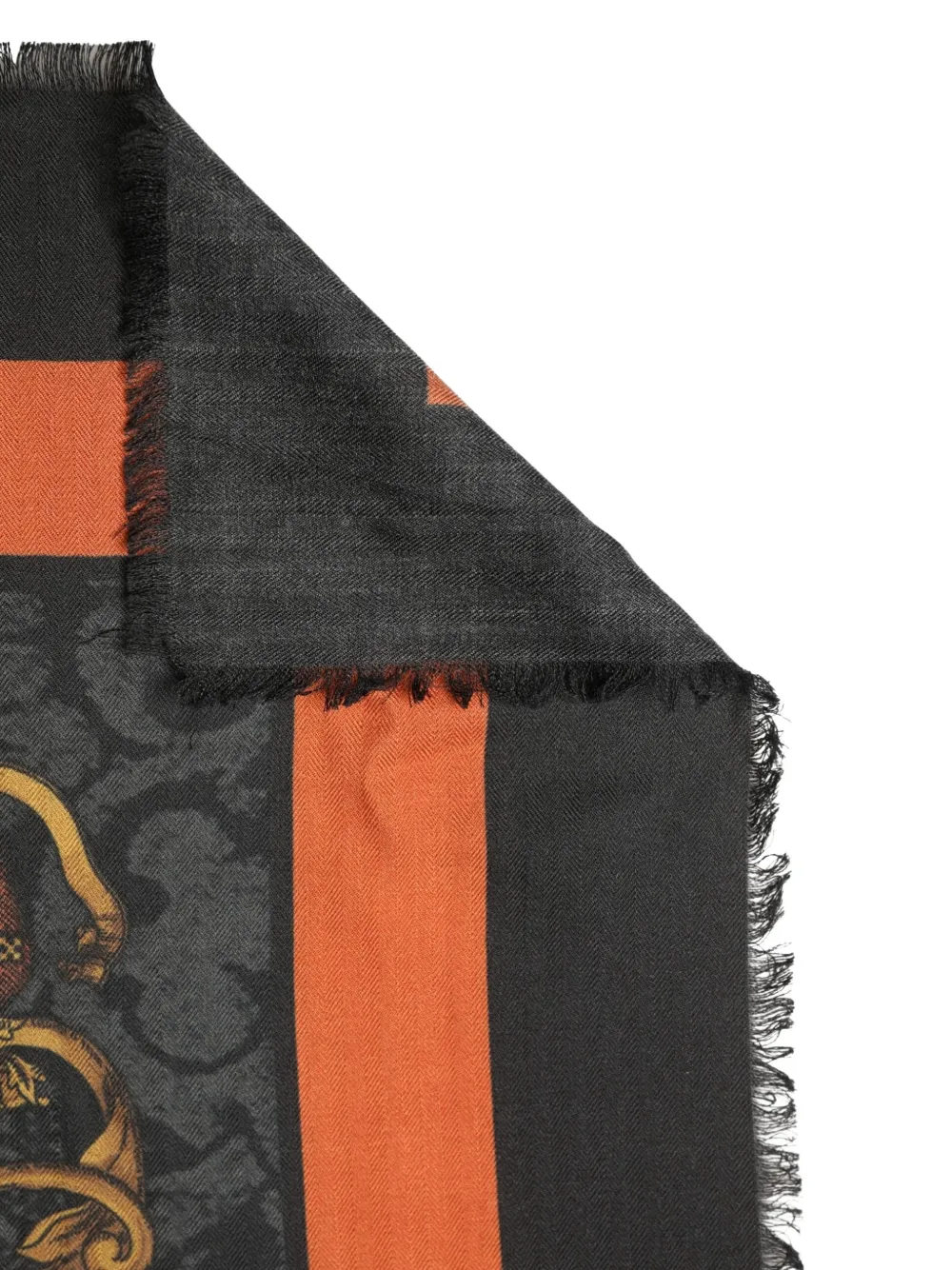Dolce & Gabbana Sjaal met franje en wapenschildprint Zwart