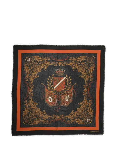 Dolce & Gabbana crest-print fringed scarf