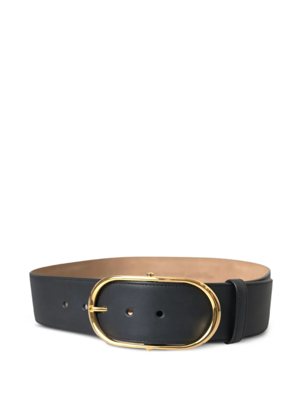 Dolce & Gabbana Leren riem met ovalen gesp Zwart
