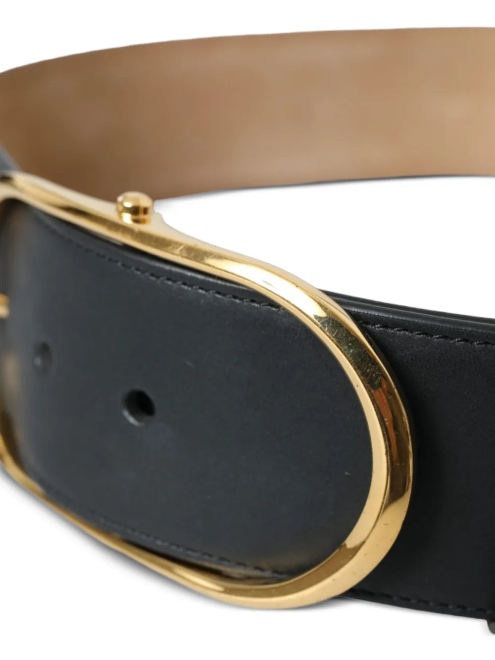 Dolce & Gabbana Leren riem met ovalen gesp Zwart