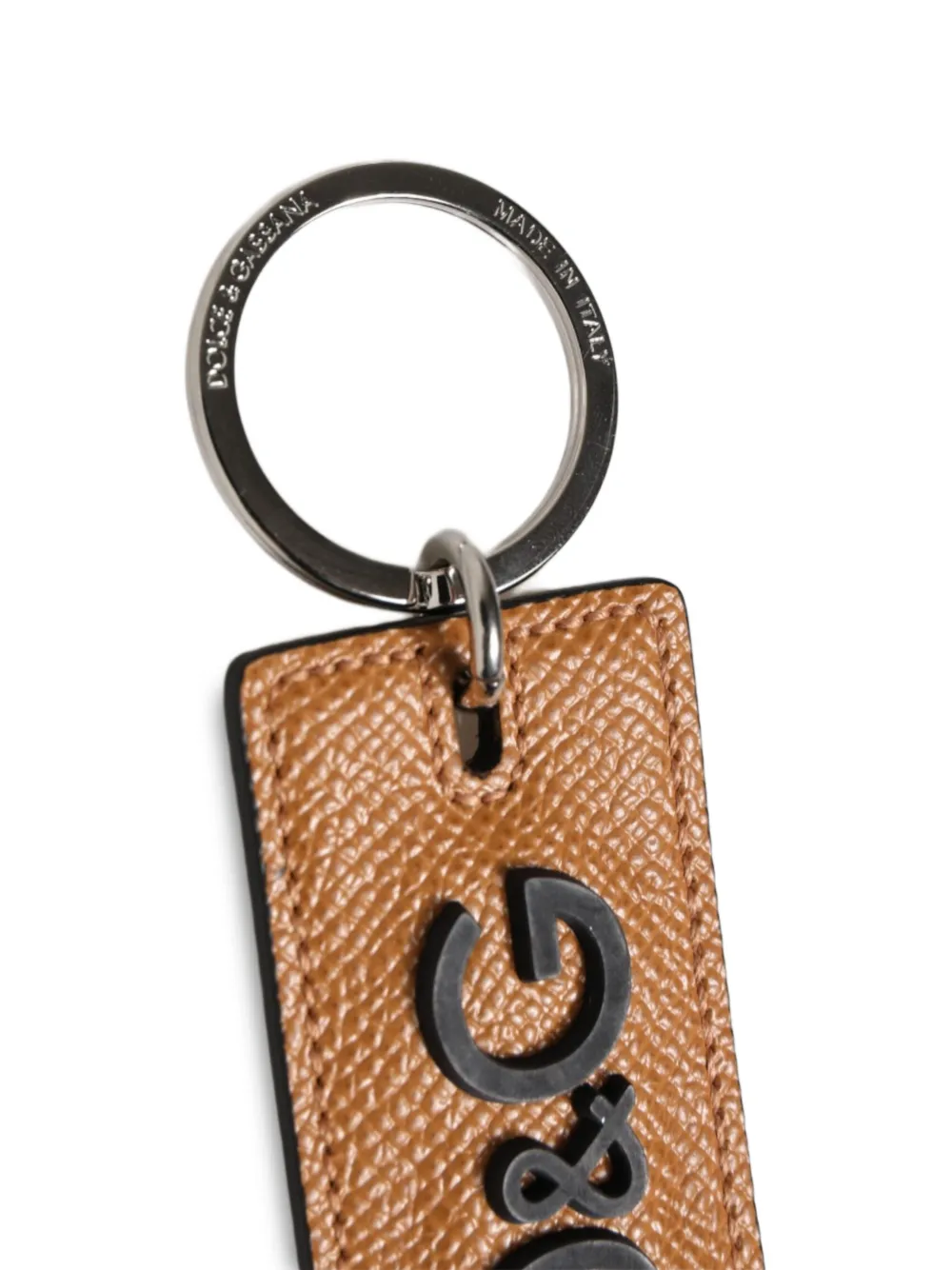 Dolce & Gabbana Leren sleutelhanger met logo Bruin
