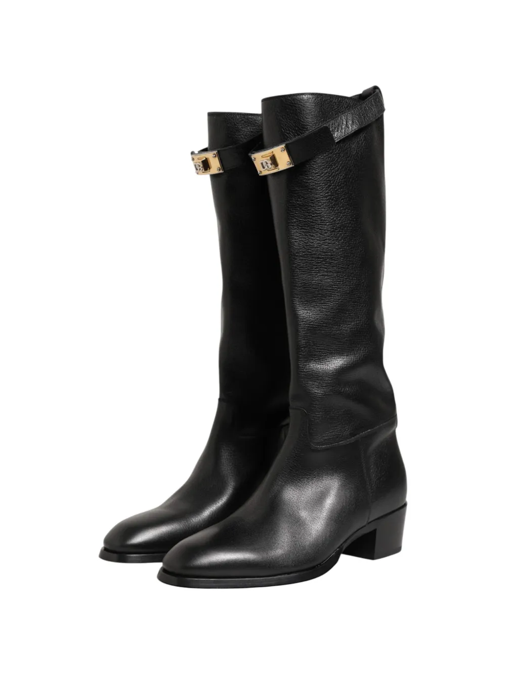 Dolce & Gabbana logo-plaque knee-high boots Zwart