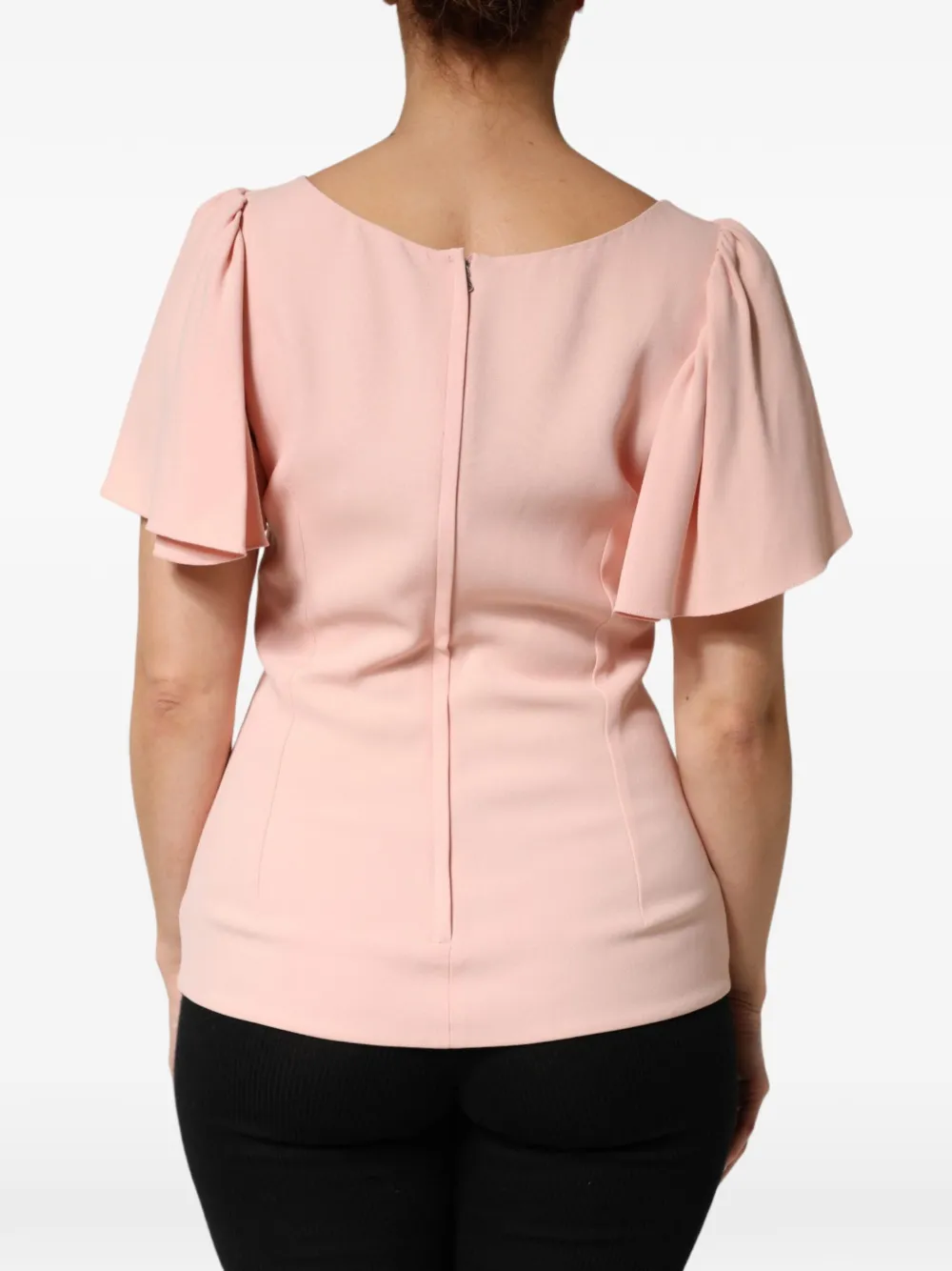 Dolce & Gabbana Blouse met fladdermouwen en ronde hals Roze
