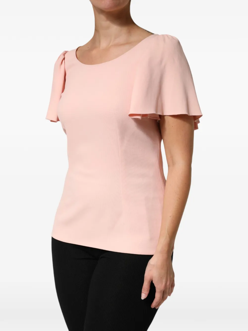 Dolce & Gabbana Blouse met fladdermouwen en ronde hals Roze