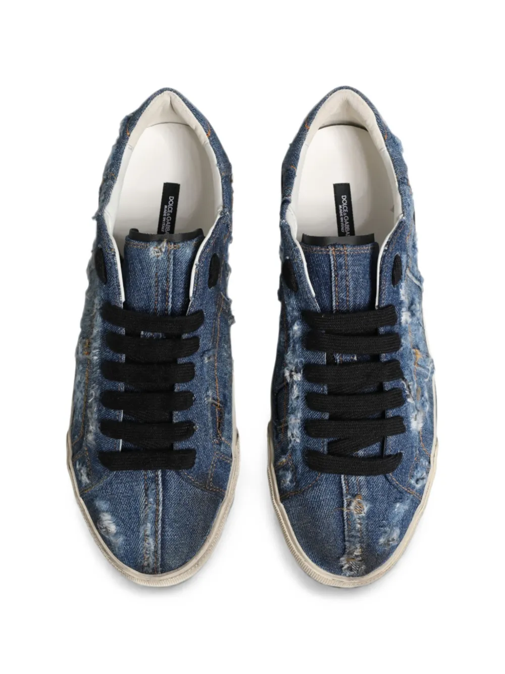 Dolce & Gabbana distressed denim sneakers Blauw