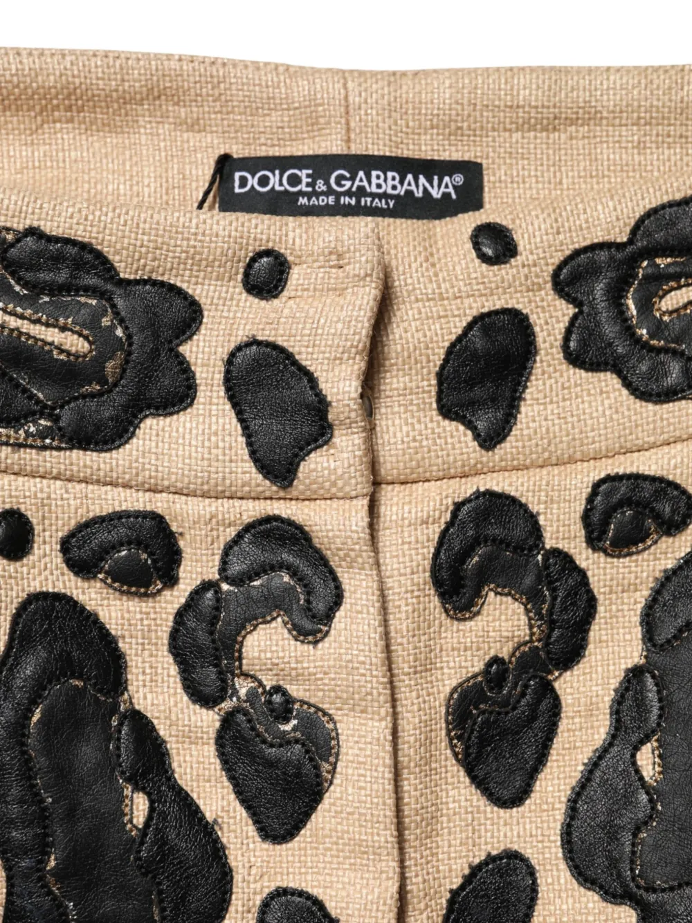 Dolce & Gabbana Shorts met luipaardprint en franje Beige