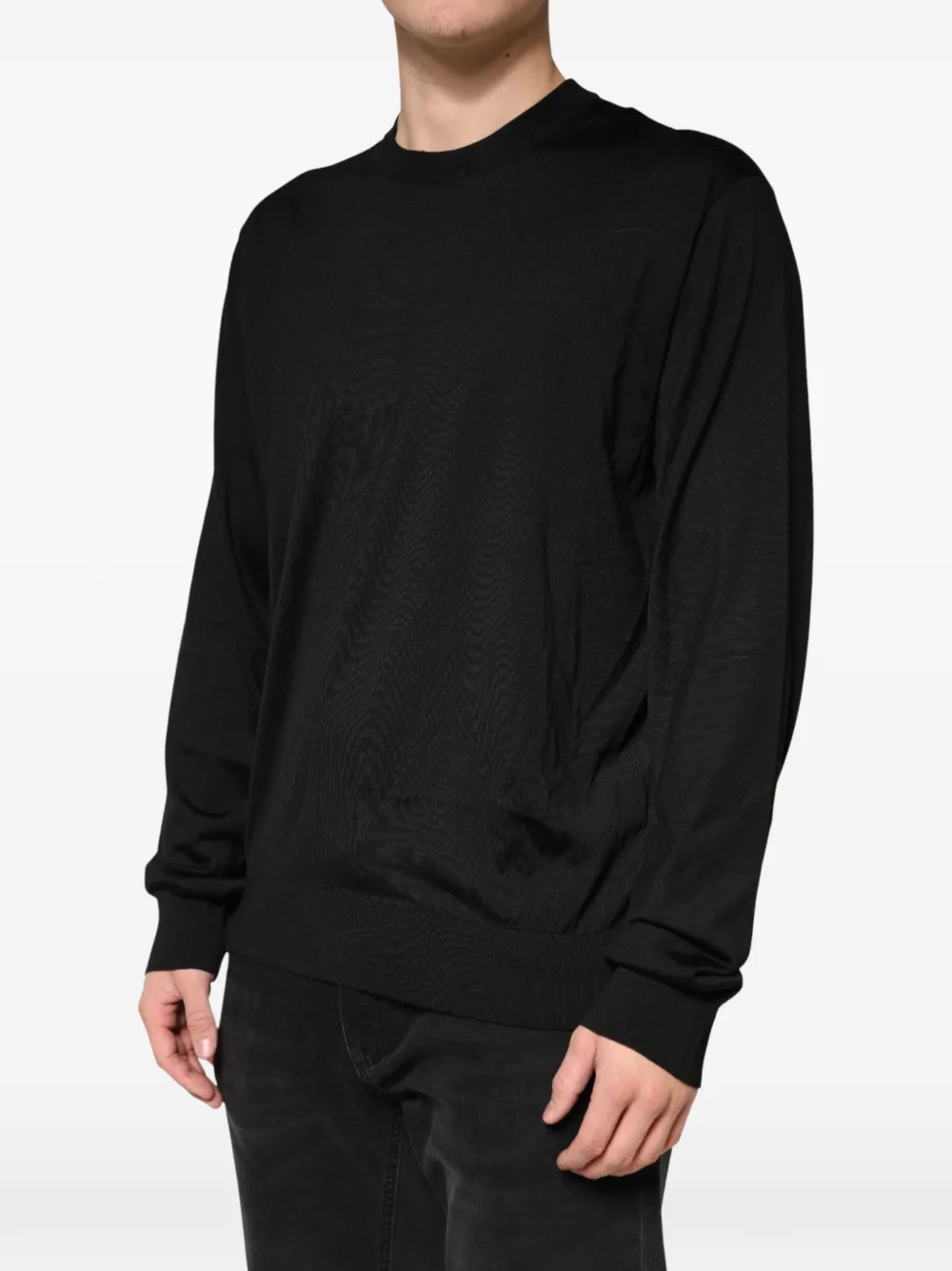 Dolce & Gabbana Zijden trui met ronde hals Zwart